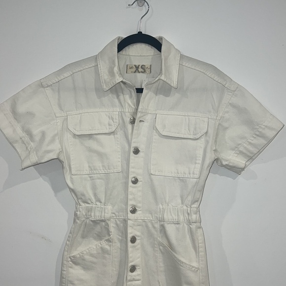 FREE People Marci button through denim jumpsuit in white size XS - Picture 6 of 17